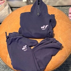 White Fox Navy Hoodie and Sweatpants Set with Pink Logo